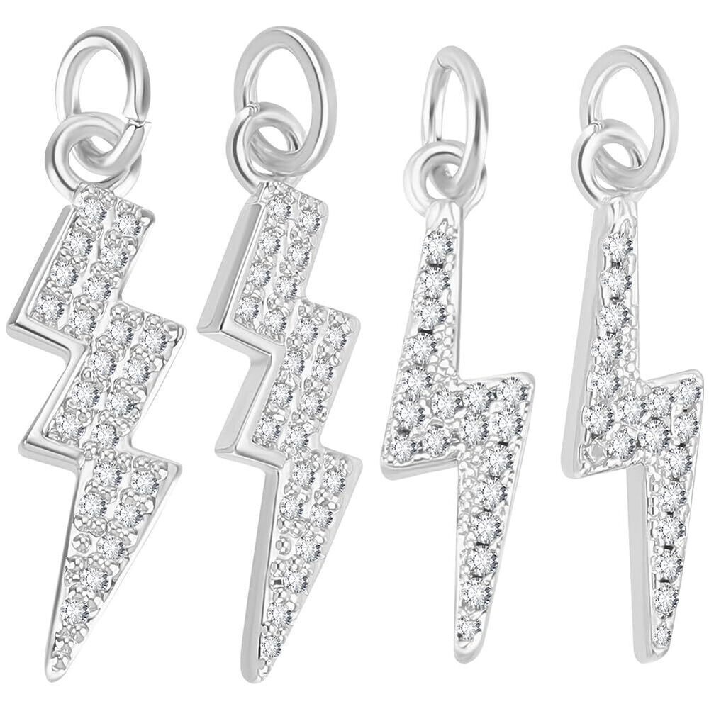 5232 12Pcs 2 Styles Lightning Charms Cubic Zirconia Thunder Dangle Flash